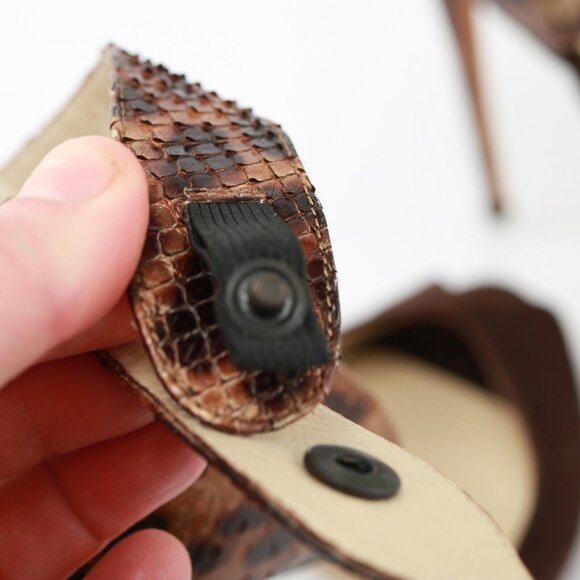 Max Kibardin Women Iruwa Sandal Size 8.5 Brown Leopard Ankle Strap Sculpted Heel - Picture 10 of 12